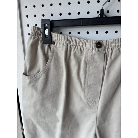 Blair Women's M Pull On Elastic Waist Crop Ankle Chino Pants Beige 100% Cotton - Picture 2 of 5